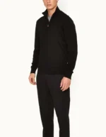 Orlebar Brown Black Half Zip Funnell Neck Italian Merino Shirt (1)