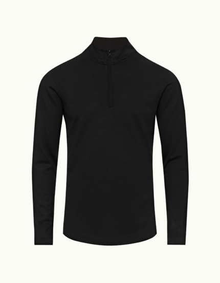 Orlebar Brown Black Tailored Fit Lyocell Wool Pullover Shirt (1)