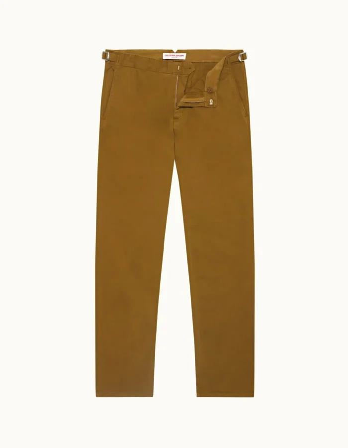 Orlebar Brown Golden Khaki Tailored Fit Stretch Cotton Chinos Trousers (5)