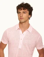 Orlebar Brown Hush Tailored Fit Linen Polo Shirt Pink (2)