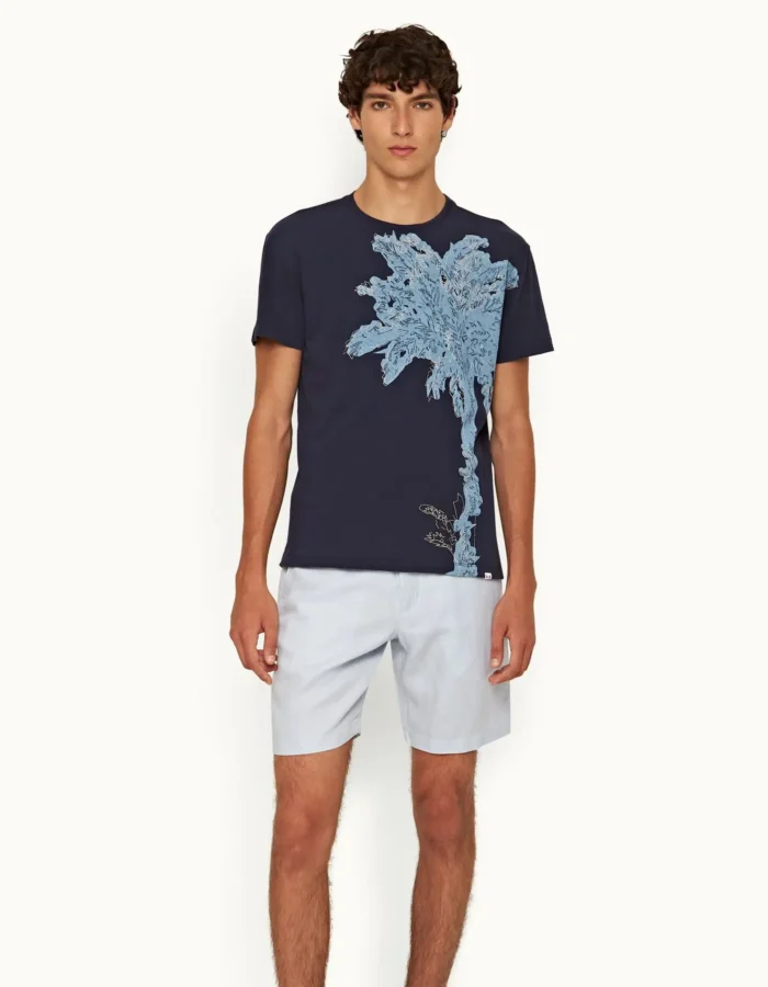 Orlebar Brown Midnight Navy Embroidery Palm Tree Classic Fit T shirt (3)