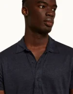 Orlebar Brown Navy Tailored Fit Linen Polo Shirt (4)