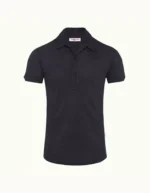 Orlebar Brown Navy Tailored Fit Linen Polo Shirt (7)