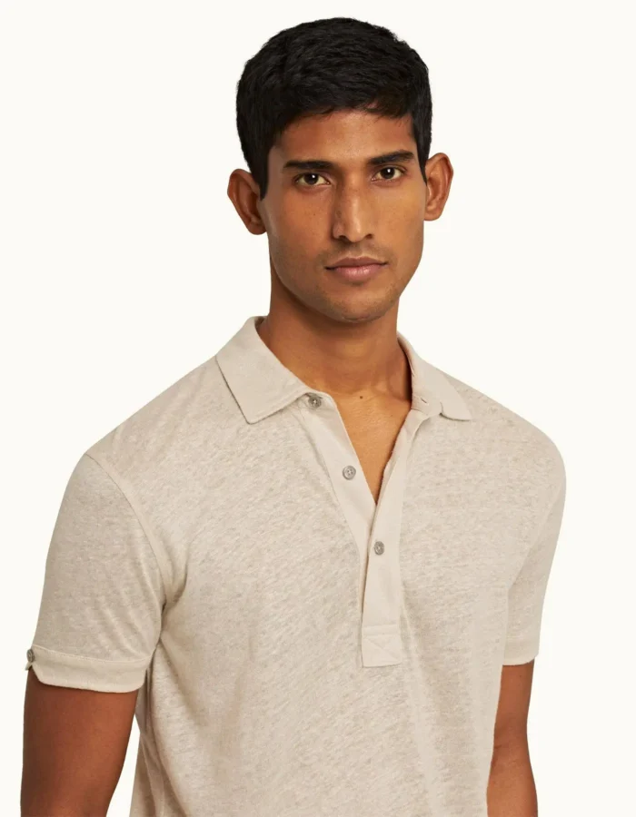 Orlebar Brown Pebble Tailored Fit Linen Polo Shirt (2)