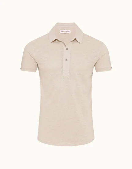 Orlebar Brown Pebble Tailored Fit Linen Polo Shirt (5)