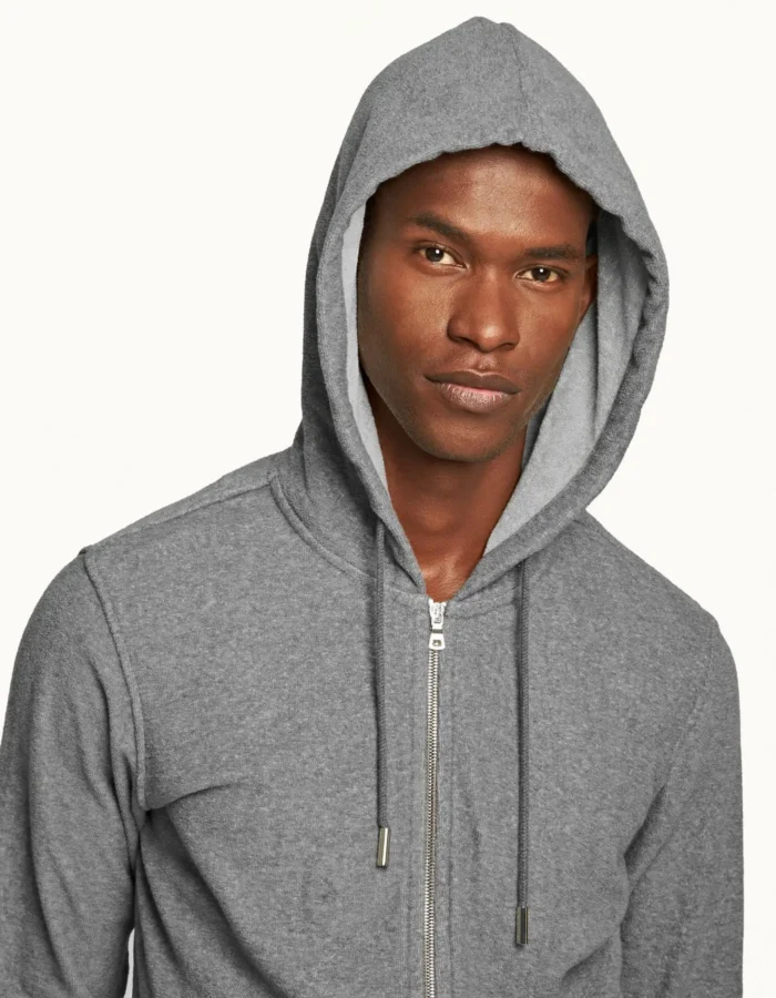 Orlebar Brown Piranha Grey Marl Classic Fit Zip Thru Hoodie (4)