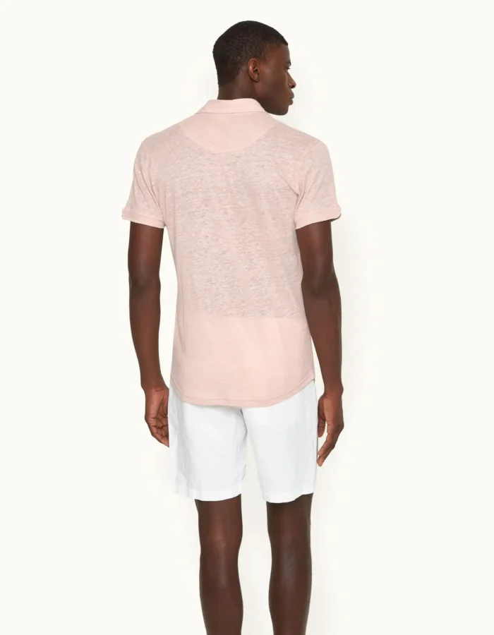 Orlebar Brown Seashell Pink Tailored Fit Linen Polo Shirt (2)