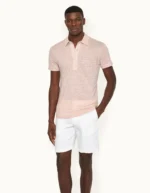 Orlebar Brown Seashell Pink Tailored Fit Linen Polo Shirt (3)