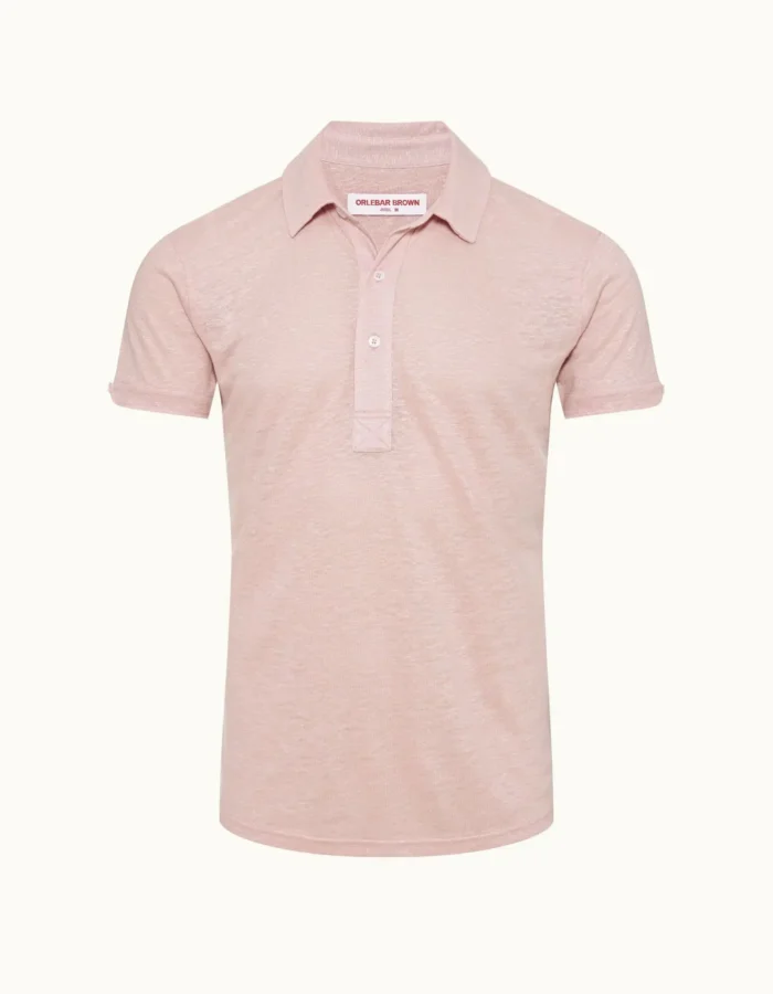 Orlebar Brown Seashell Pink Tailored Fit Linen Polo Shirt (4)