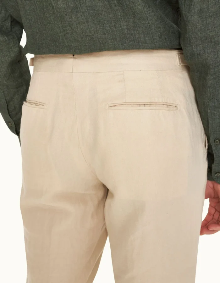 Orlebar Brown Tailored Fit Cotton Linen Trousers in Chai colour (2)