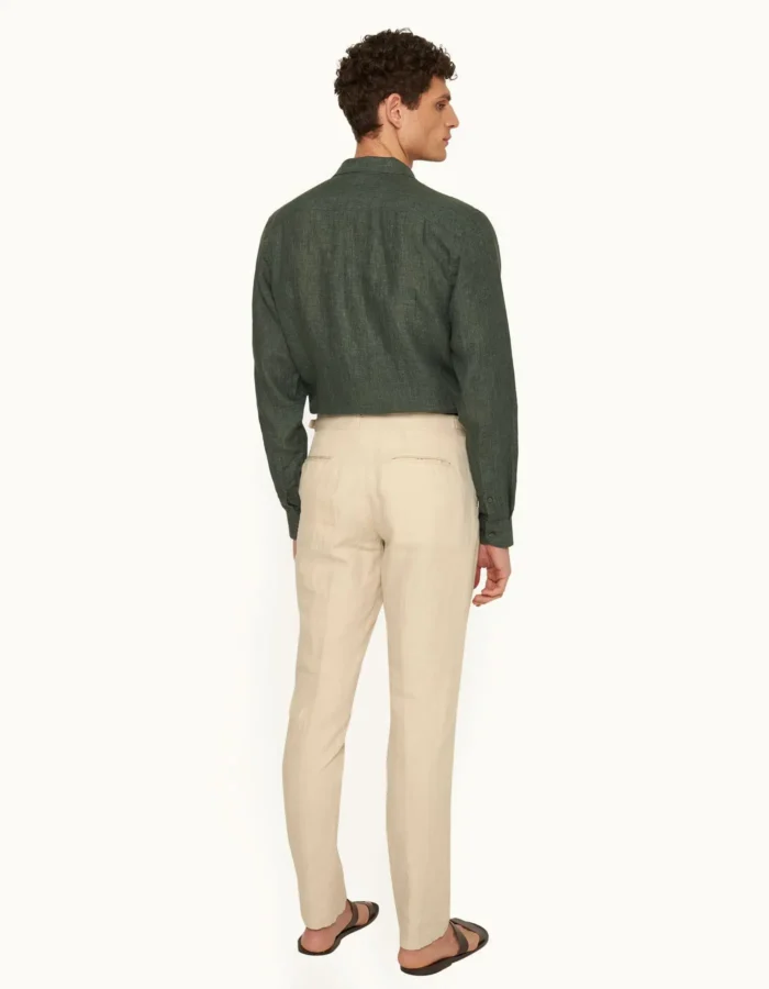 Orlebar Brown Tailored Fit Cotton Linen Trousers in Chai colour (4)