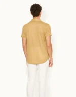 Orlebar Brown Tailored Fit Linen Polo Shirt In Biscuit Colour (4)