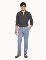 Orlebar Brown Tailored Fit Stretch Cotton Chinos In Springfield Blue Trousers (5)